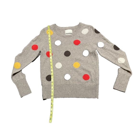Cynthia Rowley polka dots multicolorTan 100% Cashmere Crewneck Sweater Size M - Picture 2 of 5